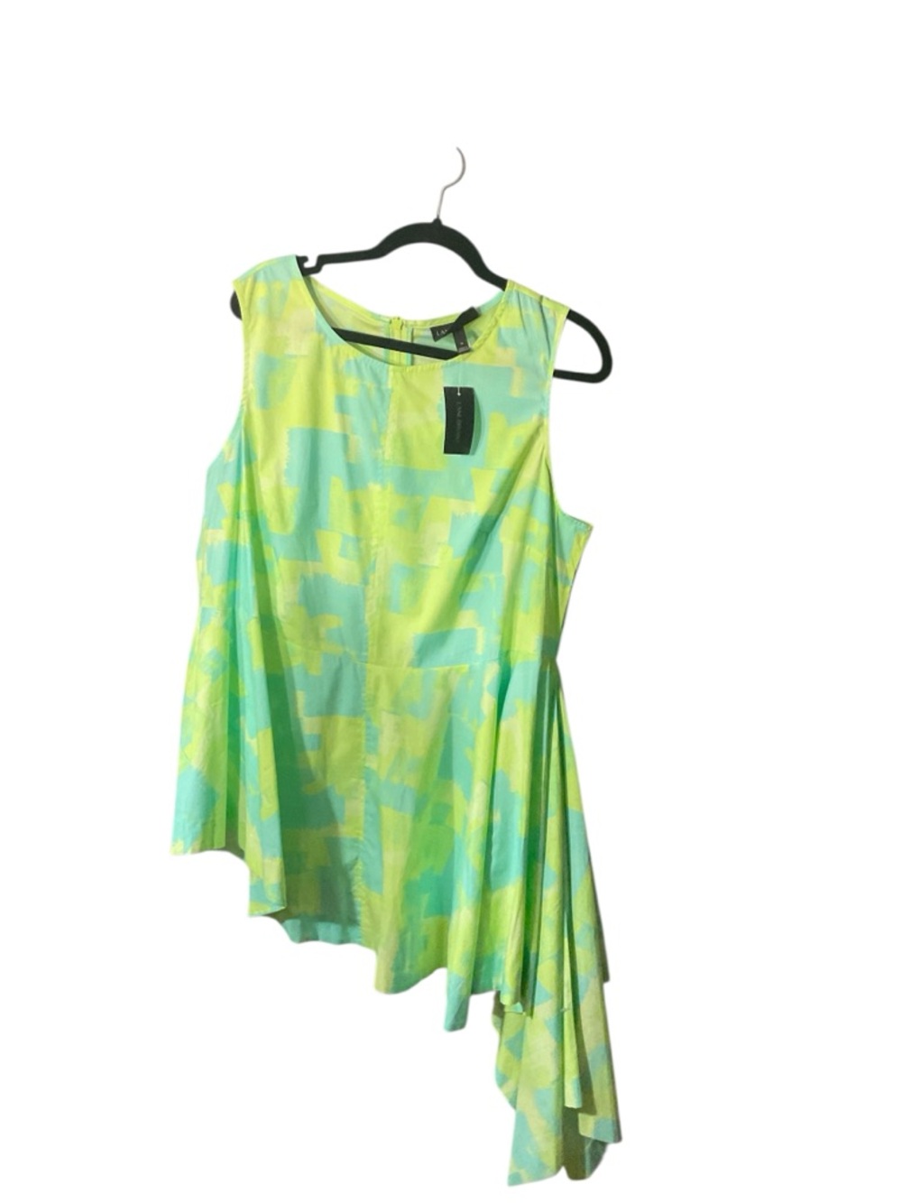 Lane Bryant Lime & Aqua Sleeveless Asymmetric Tunic